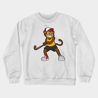 Monkey at Hockey with Hockey stick Crewneck Sweatshirt